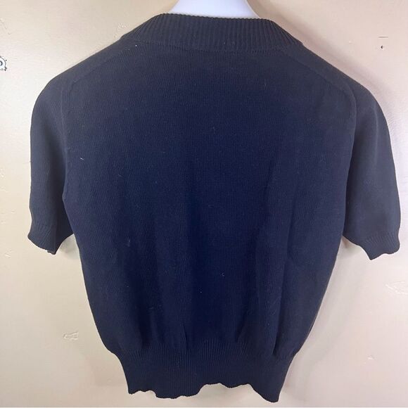 Weekend Max Mara Womens Made in Italy Short Sleeve Zippered Black Sweater Size L - Picture 6 of 6